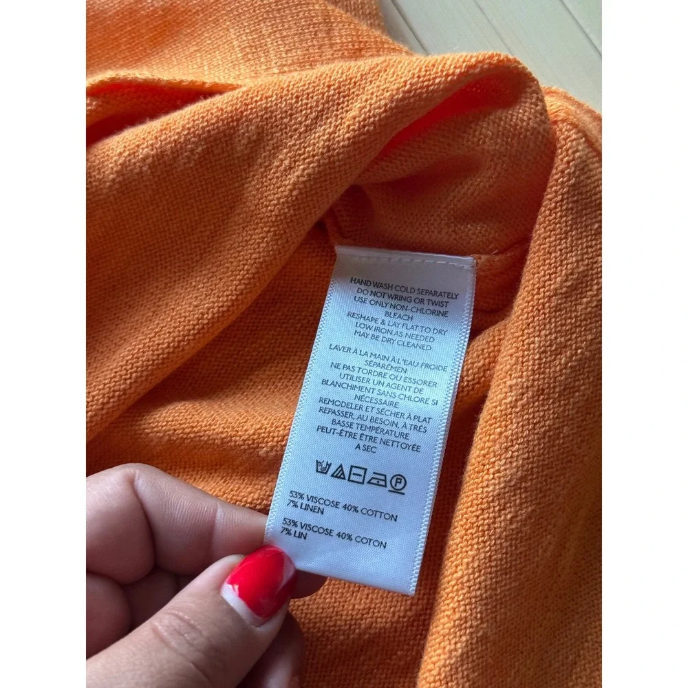 Free People Free-est Marina Del Sol Orange Knit Notched V-Neck Top Large L